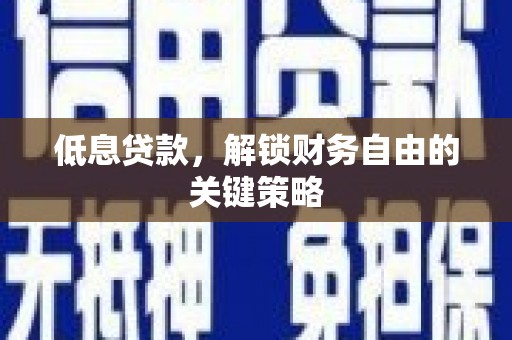 徐闻低息贷款，解锁财务自由的关键策略