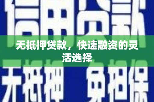 徐闻无抵押贷款，快速融资的灵活选择