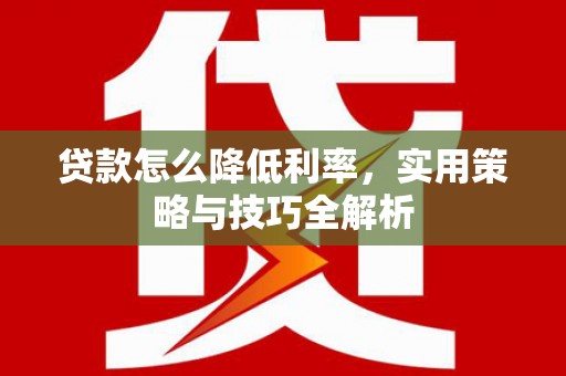 徐闻贷款怎么降低利率，实用策略与技巧全解析